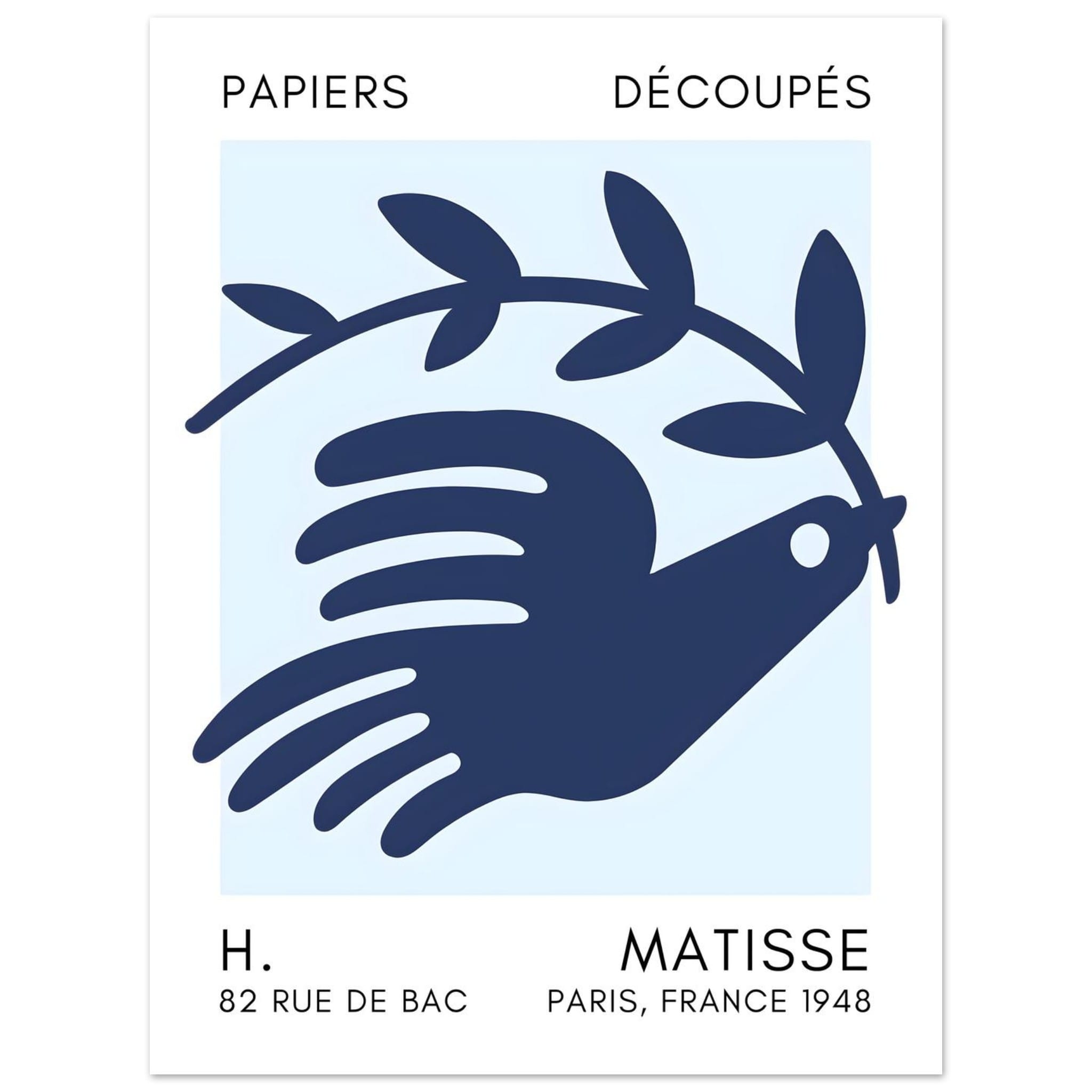 Artfulprints Poster Matisse – Peace dove navy blue I - 30x40 cm - Blau