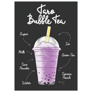 Artfulprints Taro Bubble Tea – Ingrediënten poster A4 21×29.7 cm Artfulprints Taro Bubble Tea – Ingrediënten poster A4 21×29.7 cm