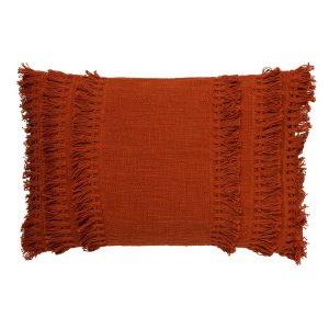 FARA – Kussenhoes 40×60 cm – 100% katoen – met franjes – Potters Clay