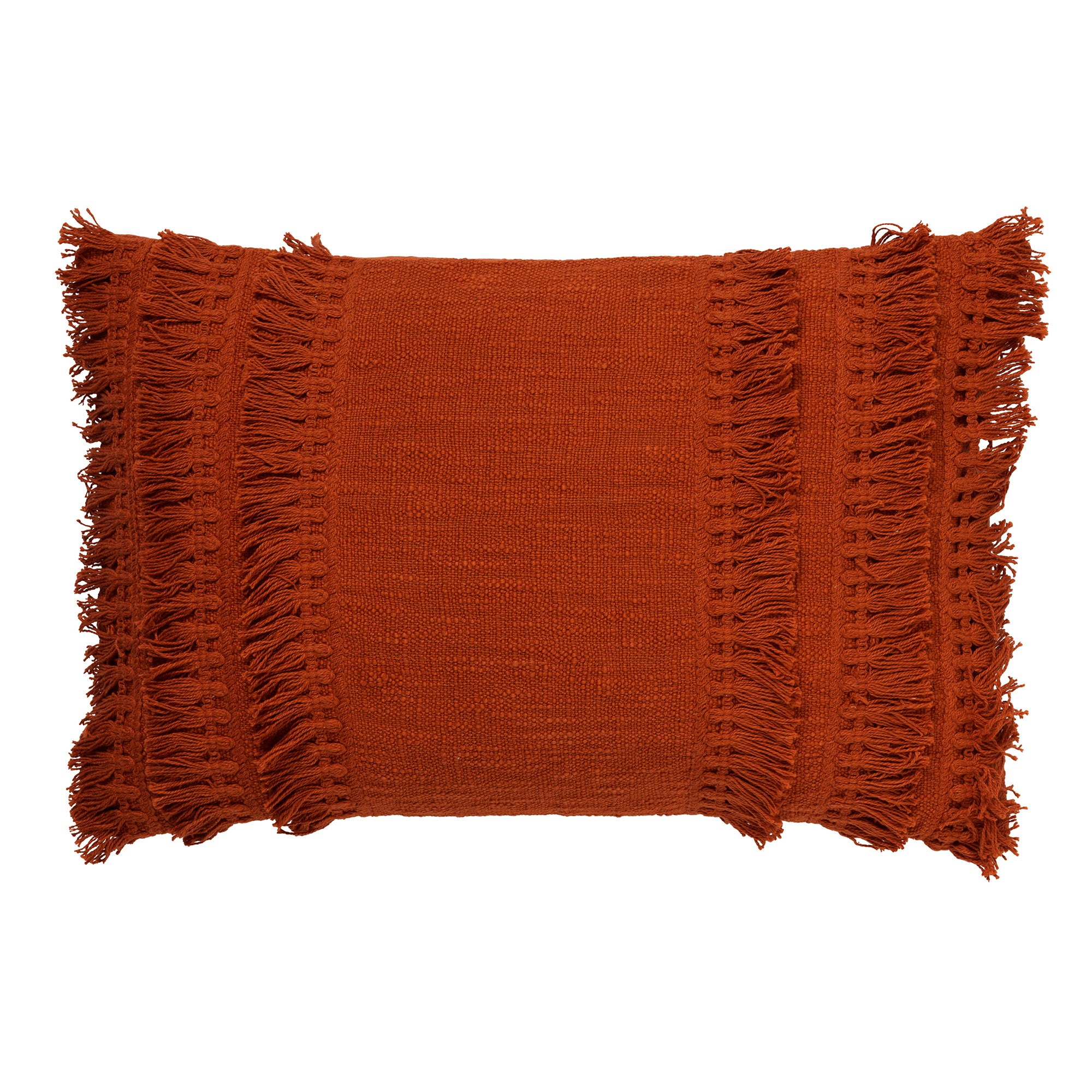 FARA - Sierkussen 40x60 cm - 100% katoen - met franjes - Potters Clay