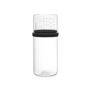 Brabantia Glazen voorraadbus met maatbeker, 1 liter – Dark Grey Brabantia Glazen voorraadbus met maatbeker, 1 liter – Dark Grey