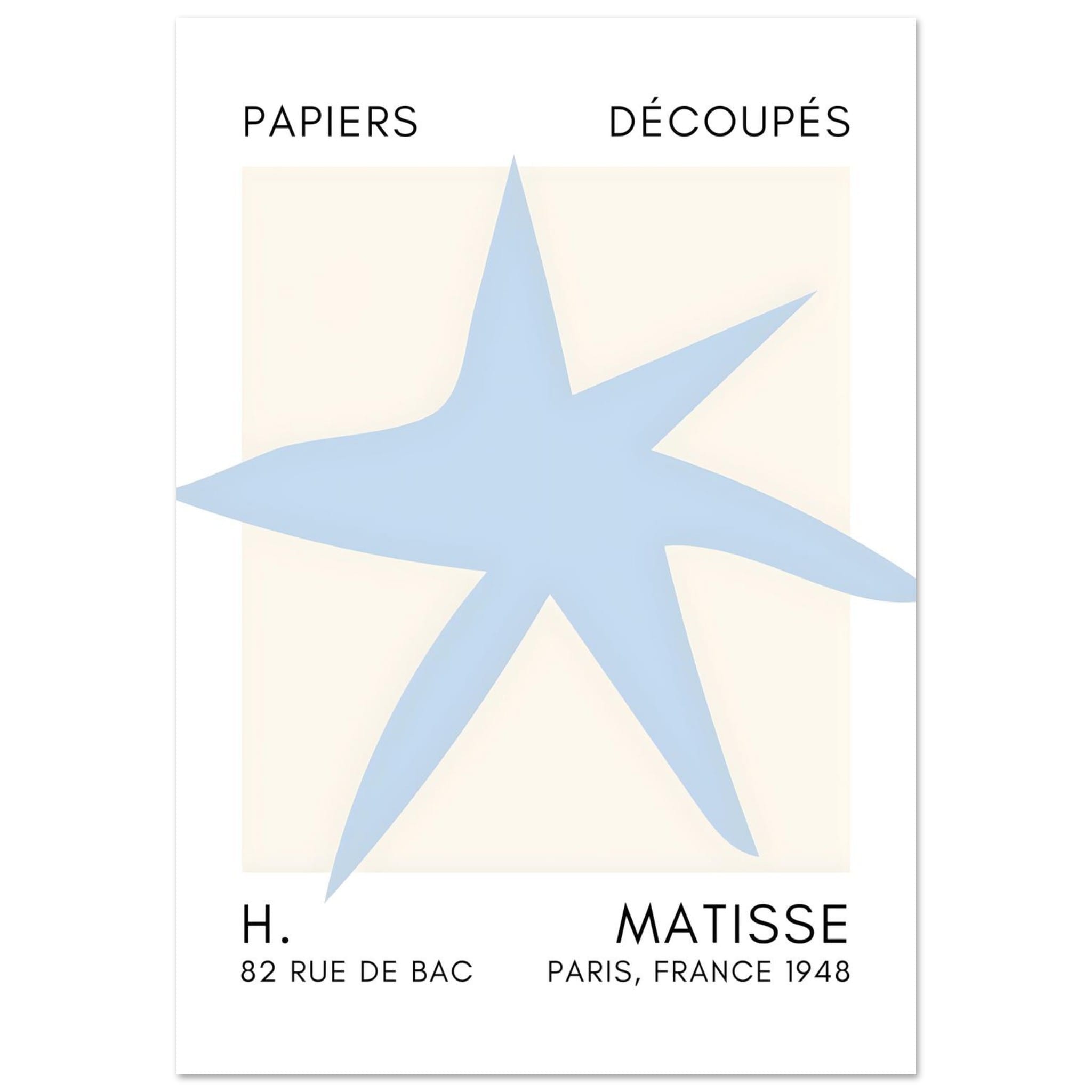 Artfulprints Poster Matisse – Star of the sea light blue - 70x100 cm -