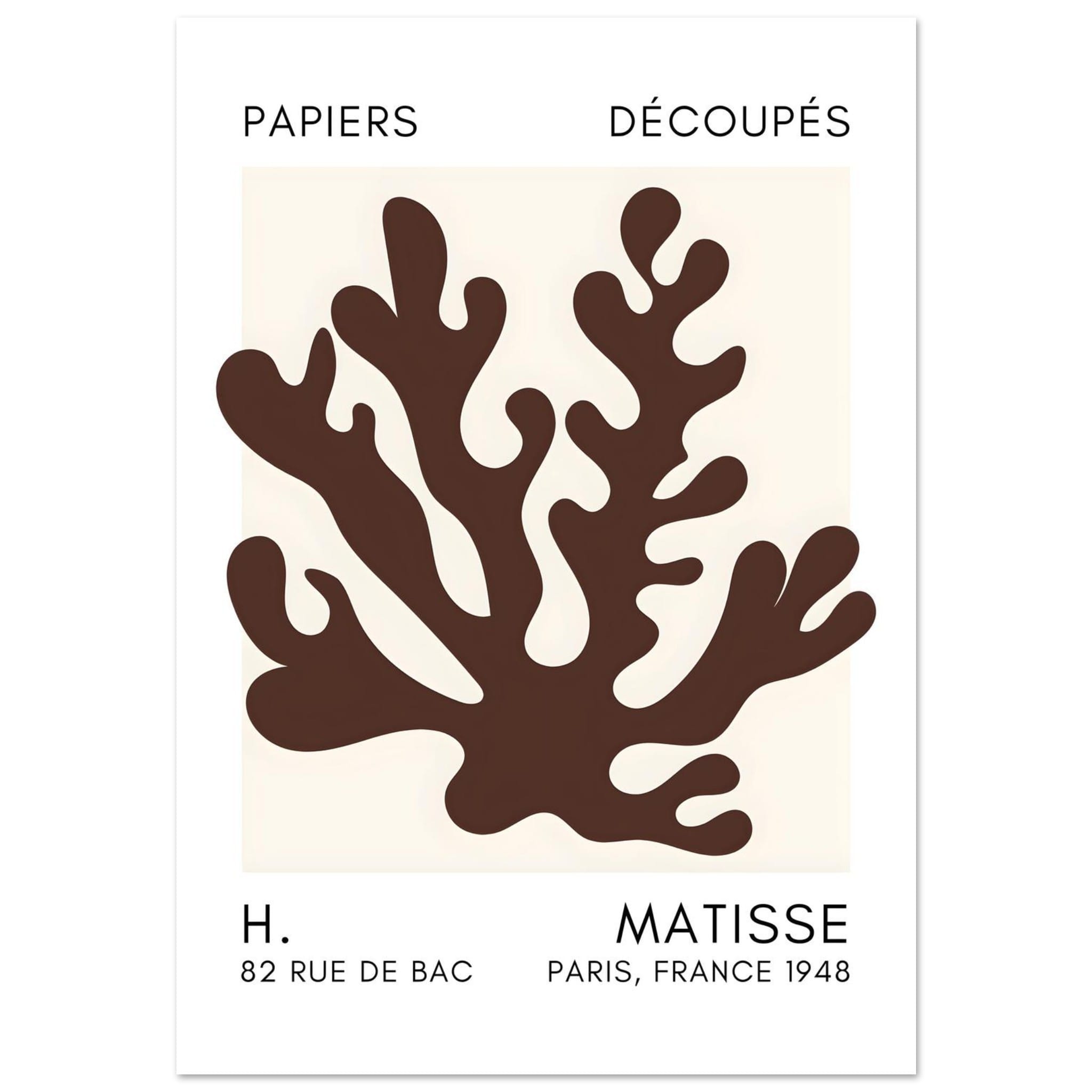 Artfulprints Poster Matisse – Saltflower shapes brown - 70x100 cm - Br