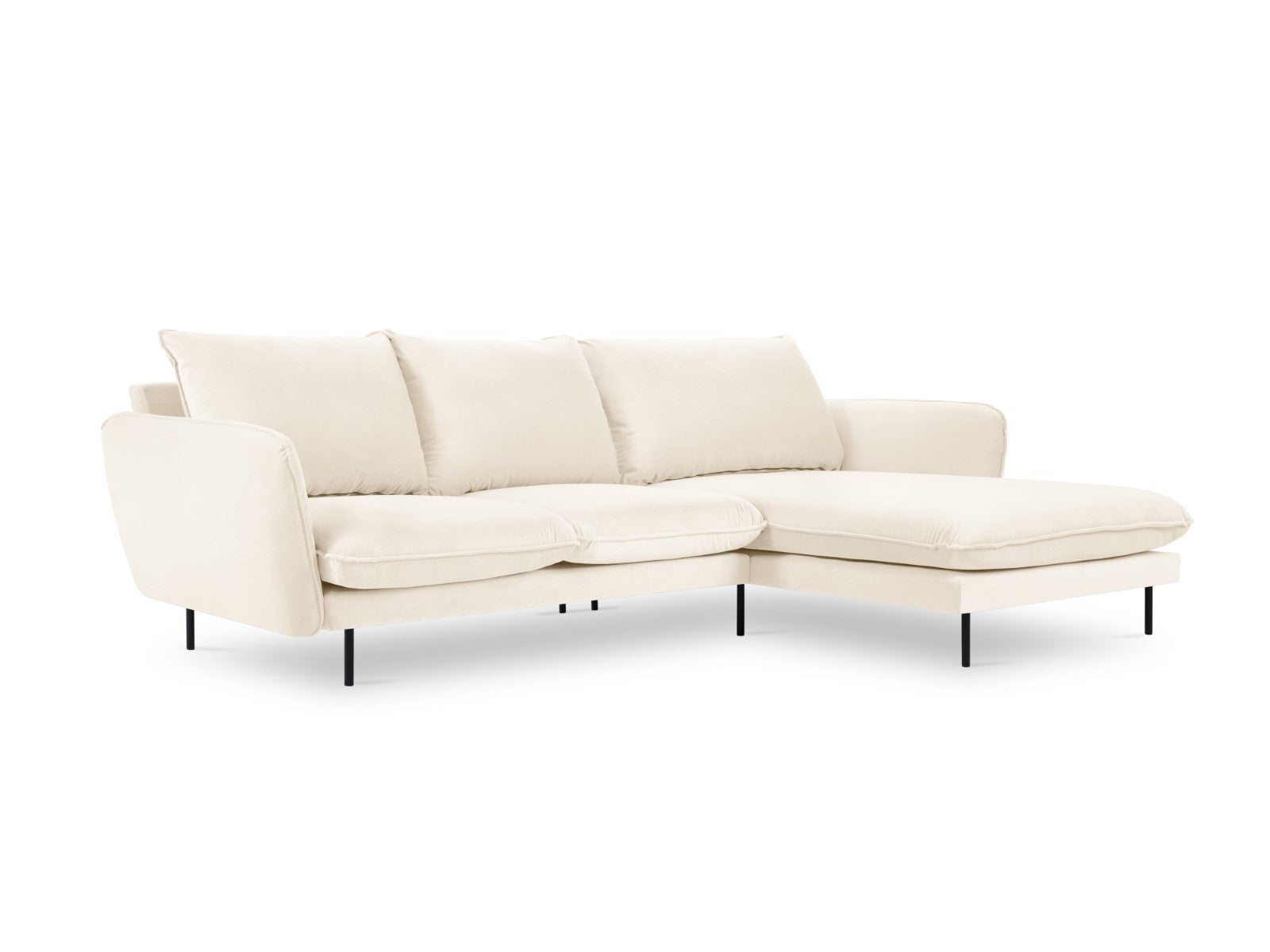 Cosmopolitan Design rechter hoekbank Vienna 5-zits, flueel, lichtbeige