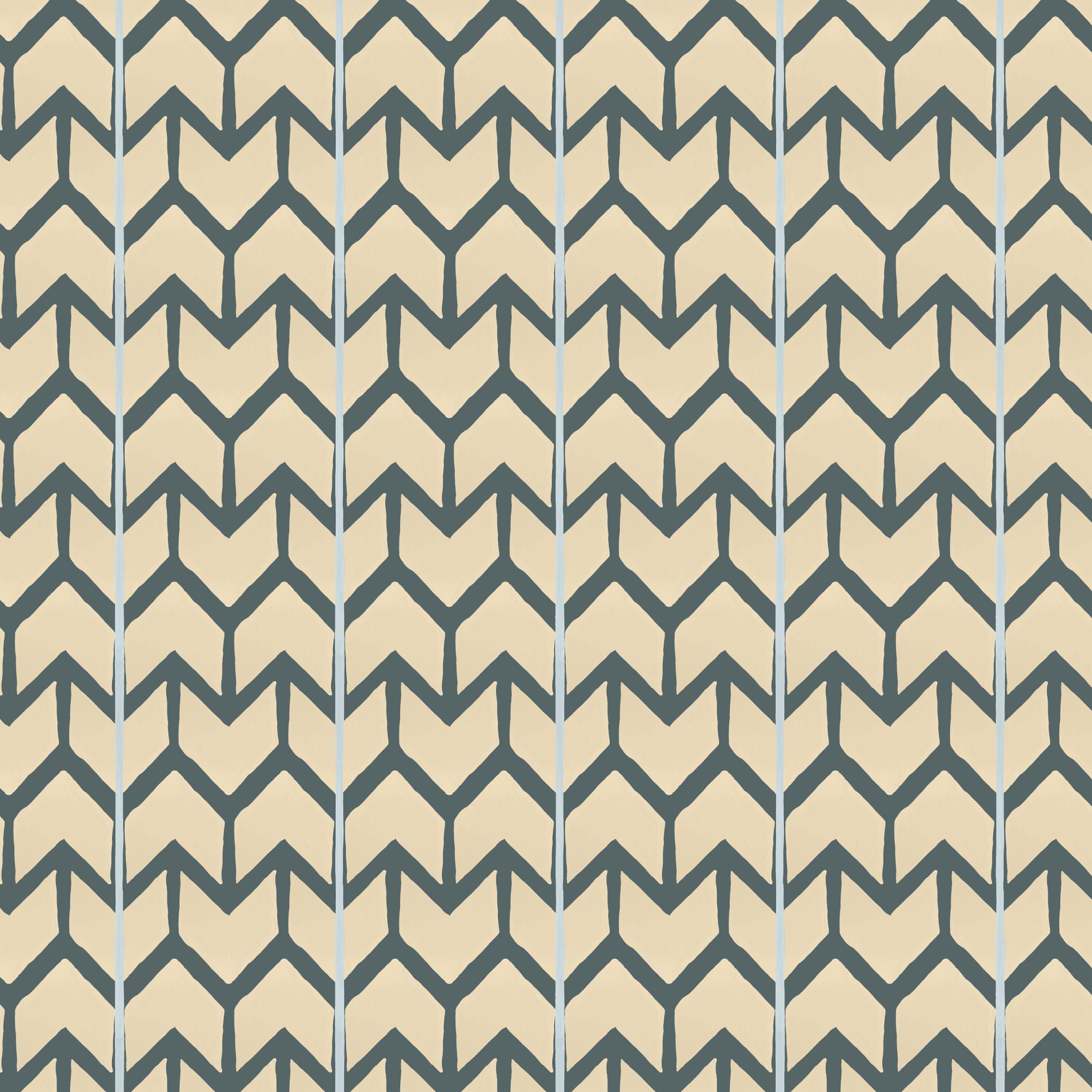 Behang Ikat Arrows beige/green