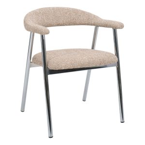 DÉJA Living Eetkamerstoel Sorø – Taupe/Chrome – Set van 2 DÉJA Living Eetkamerstoel Sorø – Taupe/Chrome – Set van 2