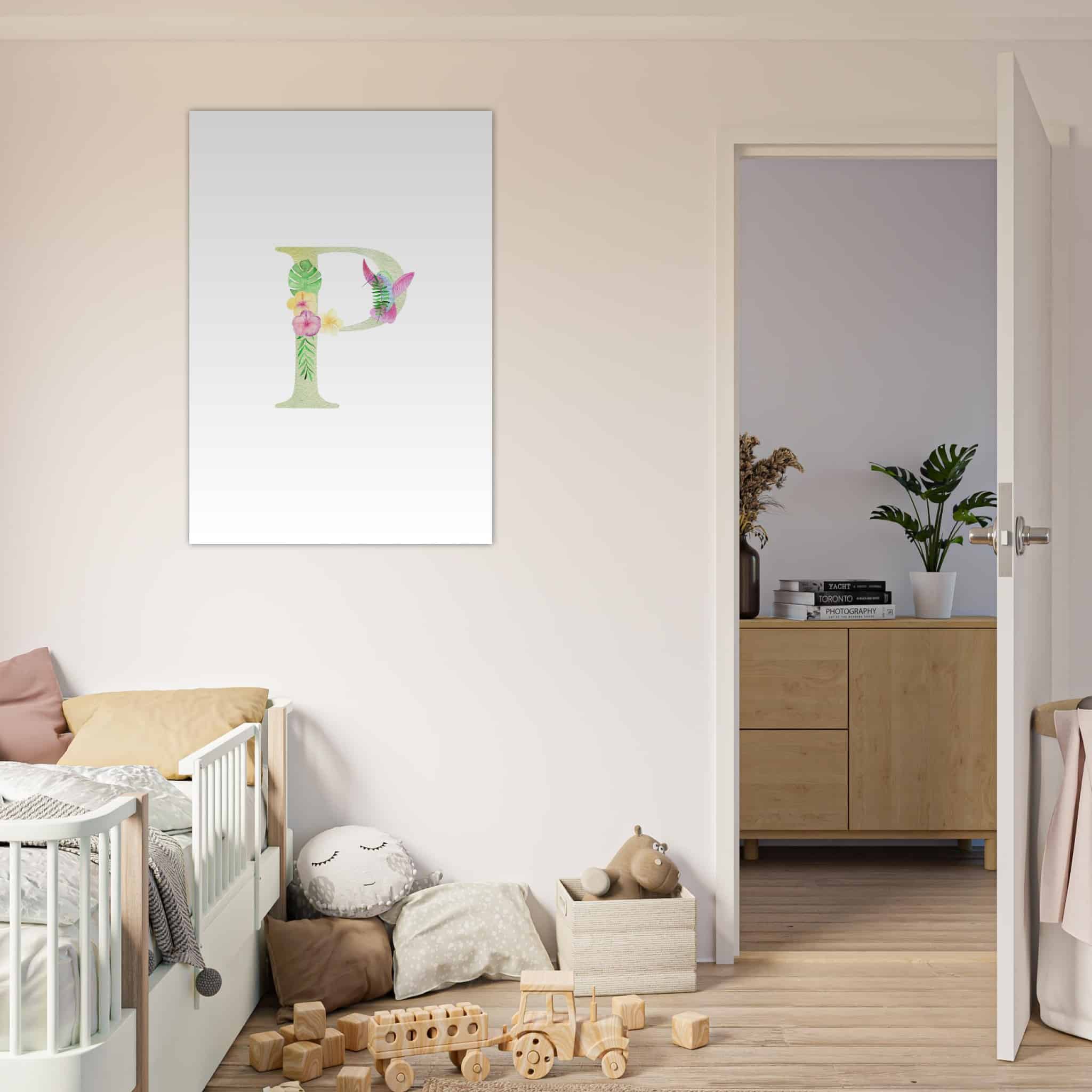 Artfulprints Poster Letter P kindernaam - 70x100 cm - Meerkleurig