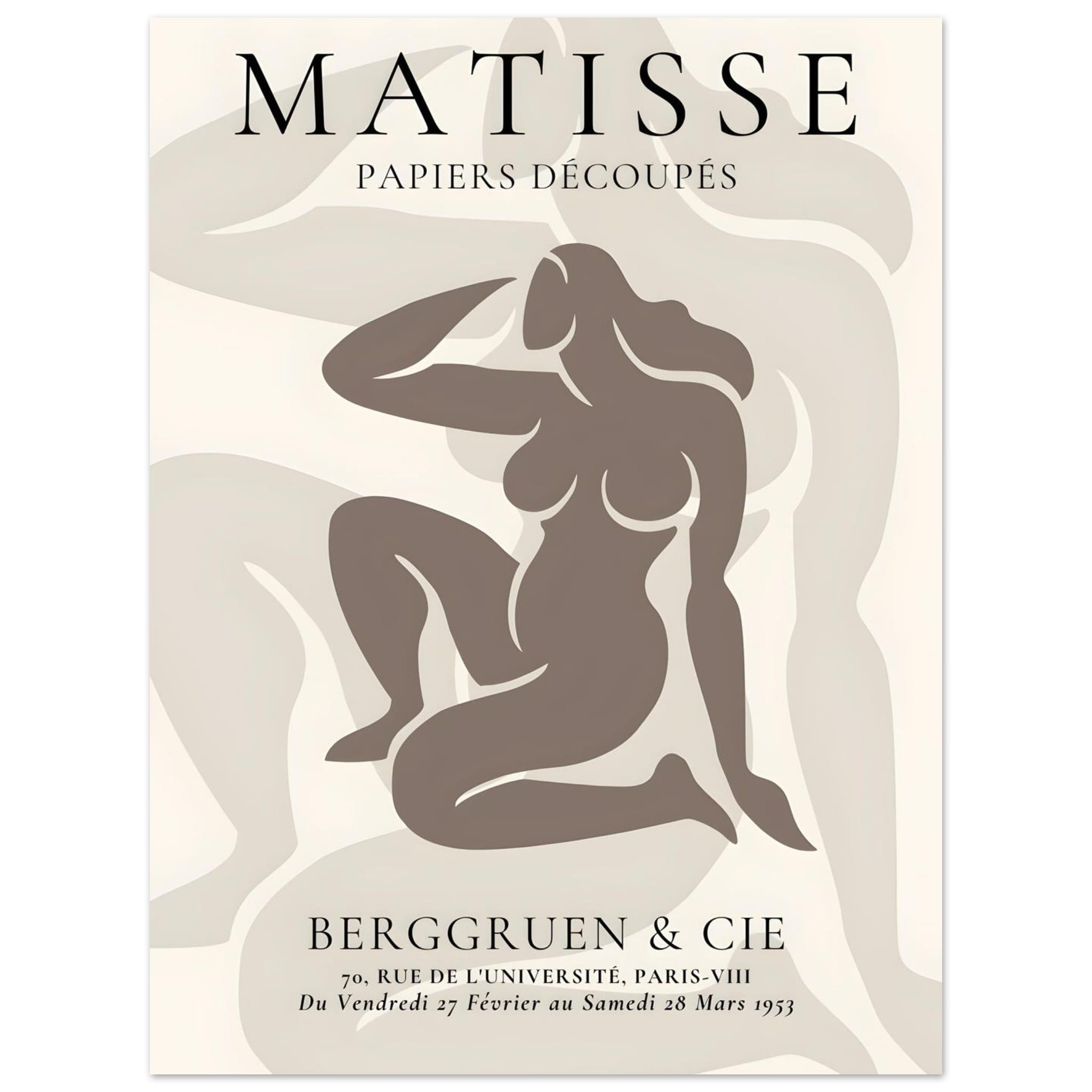 Artfulprints Poster Matisse - Shapes of her - 30x40 cm - Taupe