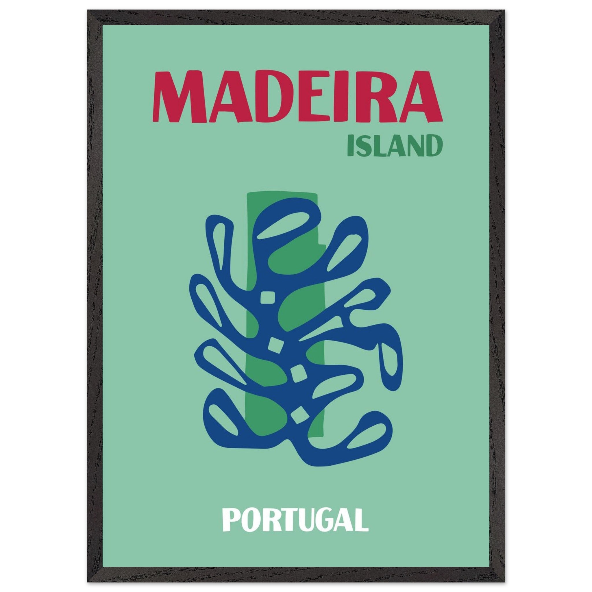 Artfulprints Poster met Lijst Portugal - Madeira - 50x70 cm - Groen
