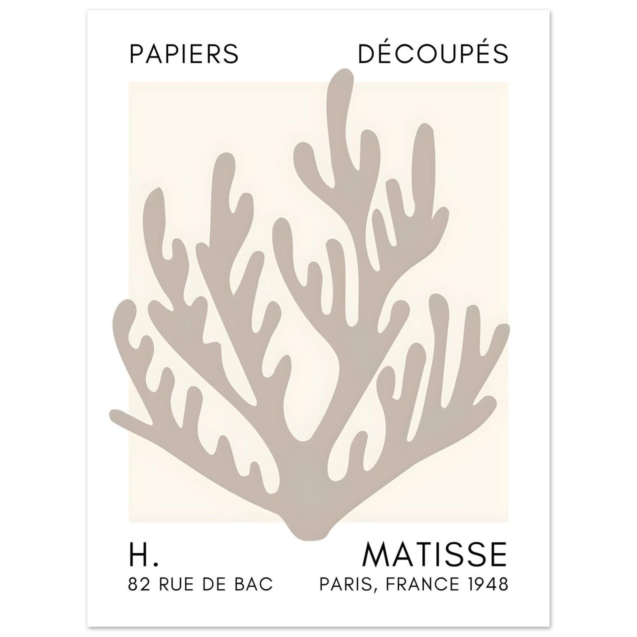 Artfulprints Poster Matisse – Coral harmony grey - 30x40 cm - Grijs