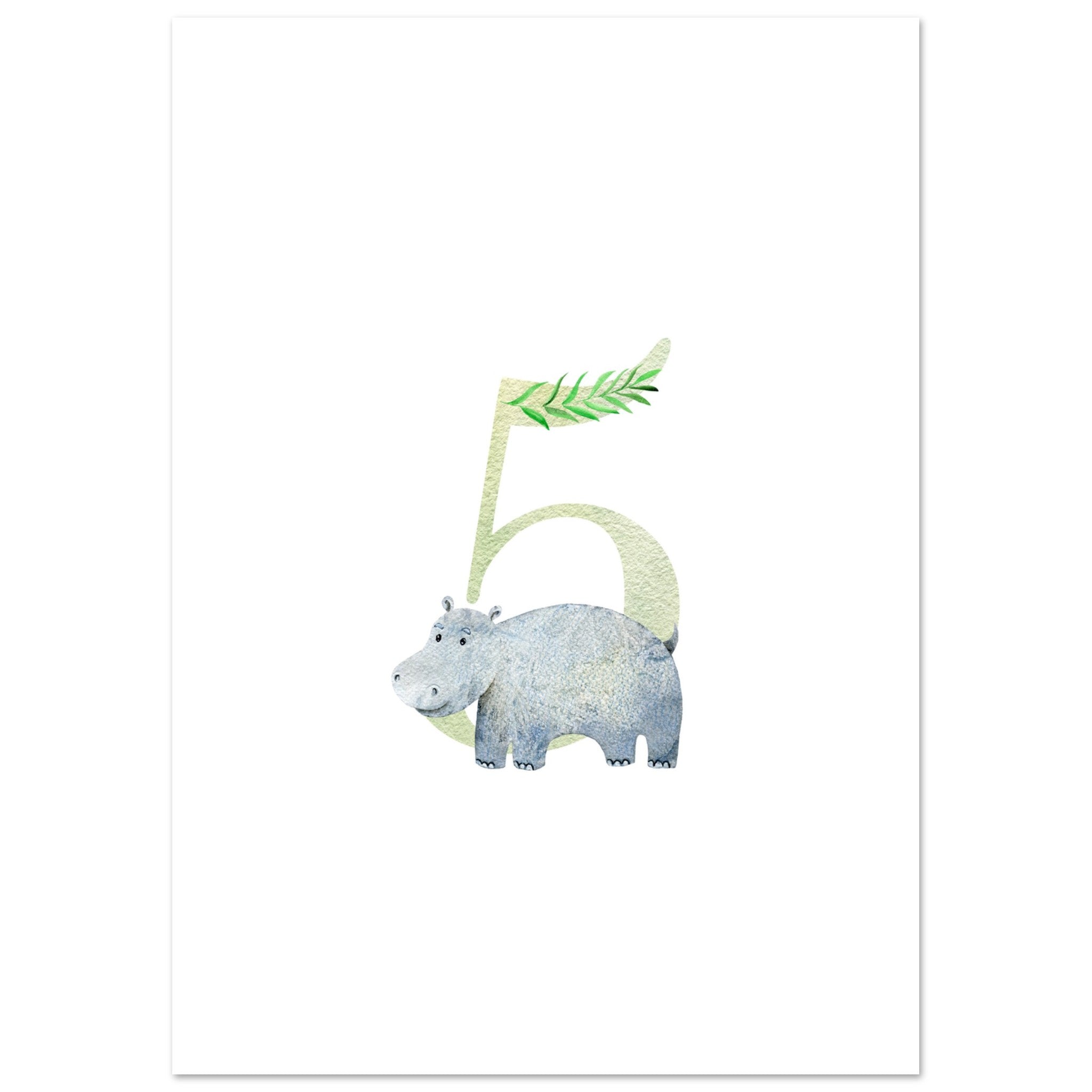 Artfulprints Poster Cijfer 5 kinderkamer - A4 21x29.7 cm - Meerkleurig