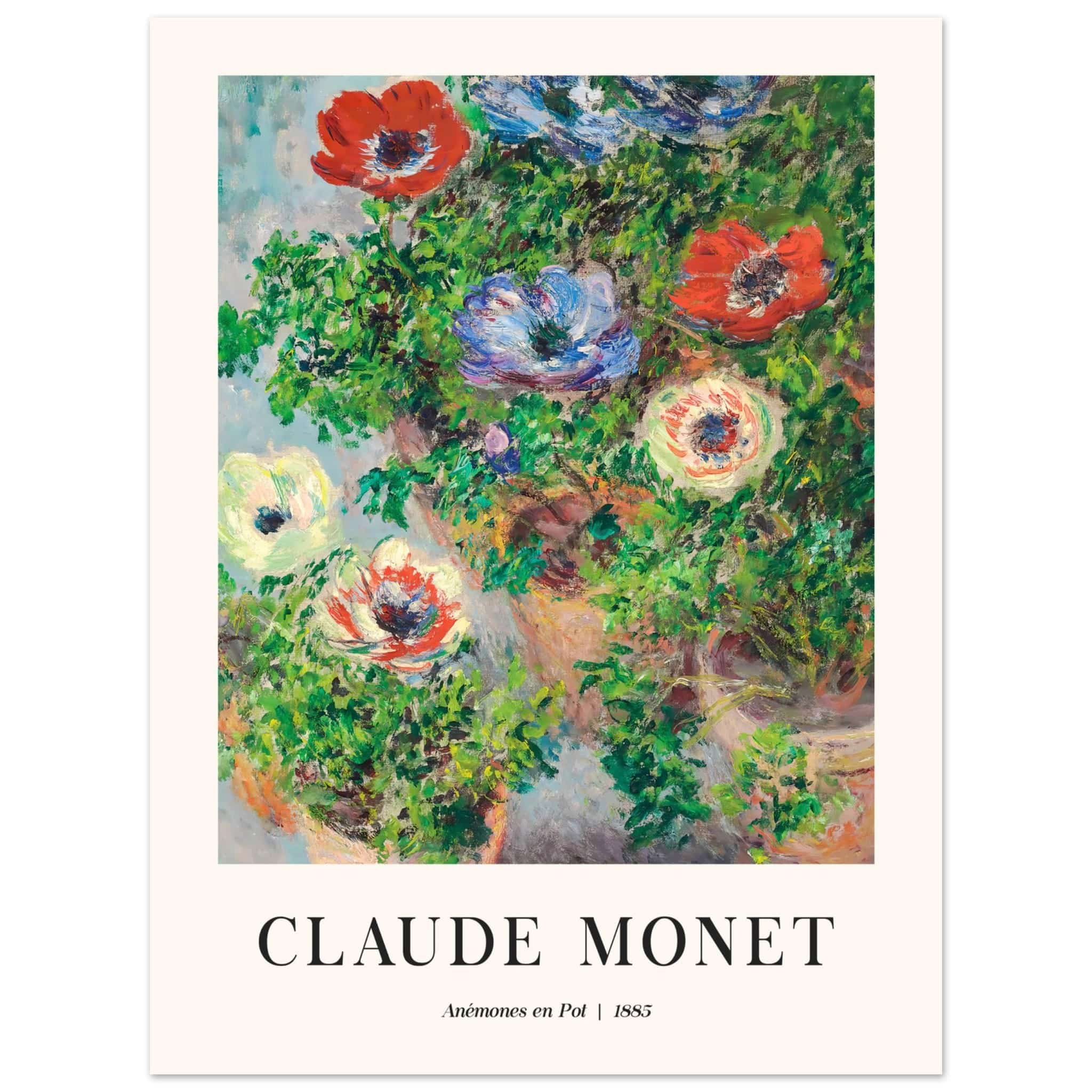 Artfulprints Poster Claude Monet - Anémones en pot - 30x40 cm - Groen