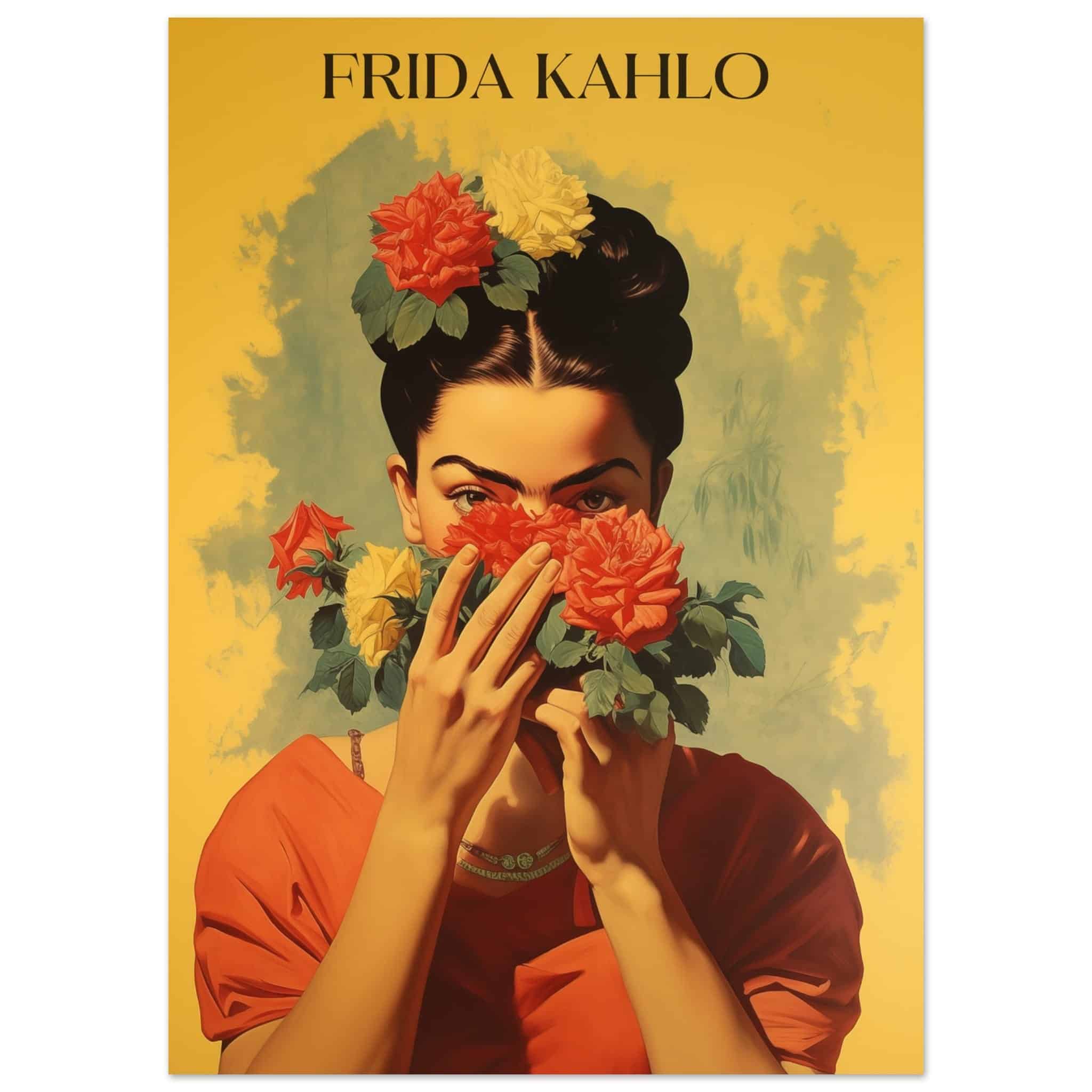 Artfulprints Poster Frida Kahlo - Behind the bloom - 50x70 cm - Geel