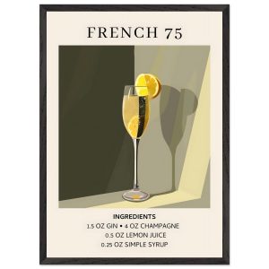 Artfulprints Poster met Lijst French 75 cocktail – Ingrediënten – 50×7 Artfulprints Poster met Lijst French 75 cocktail – Ingrediënten – 50×7