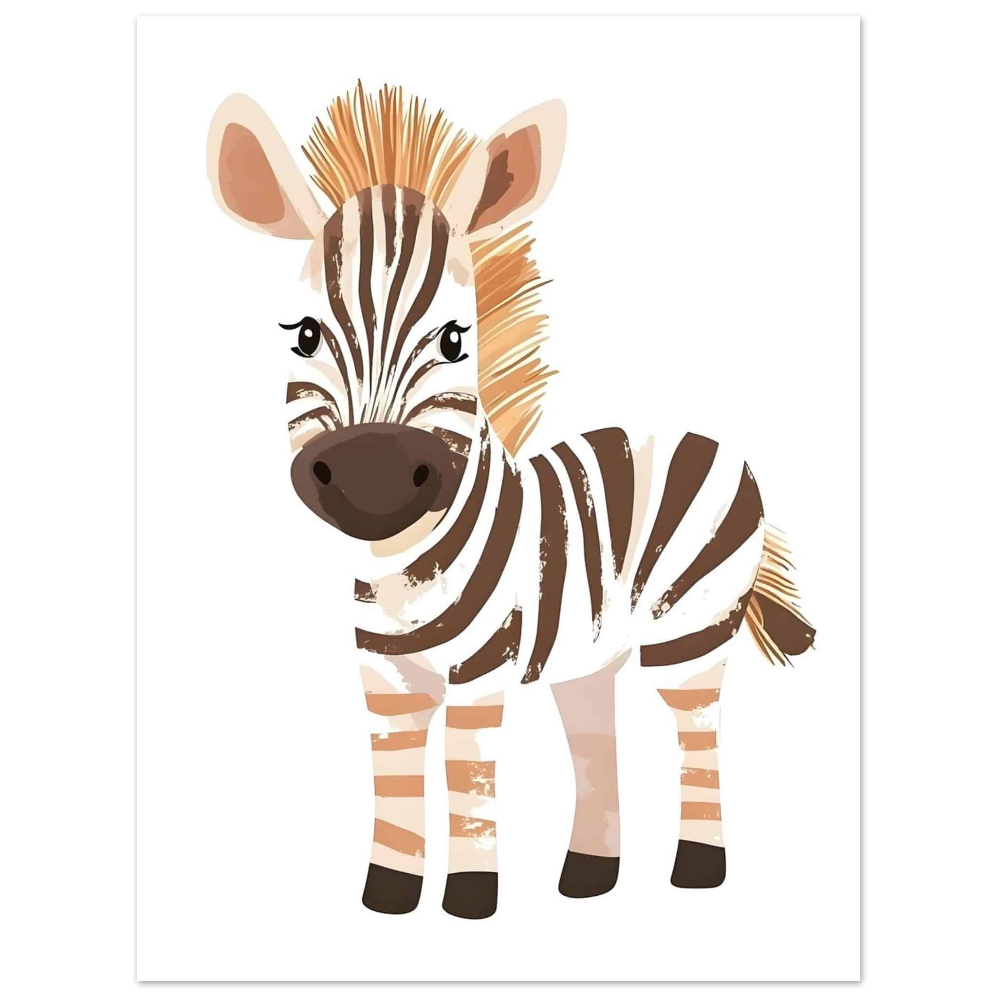 Artfulprints Poster Lieve zebra - 30x40 cm - Zwart / Wit