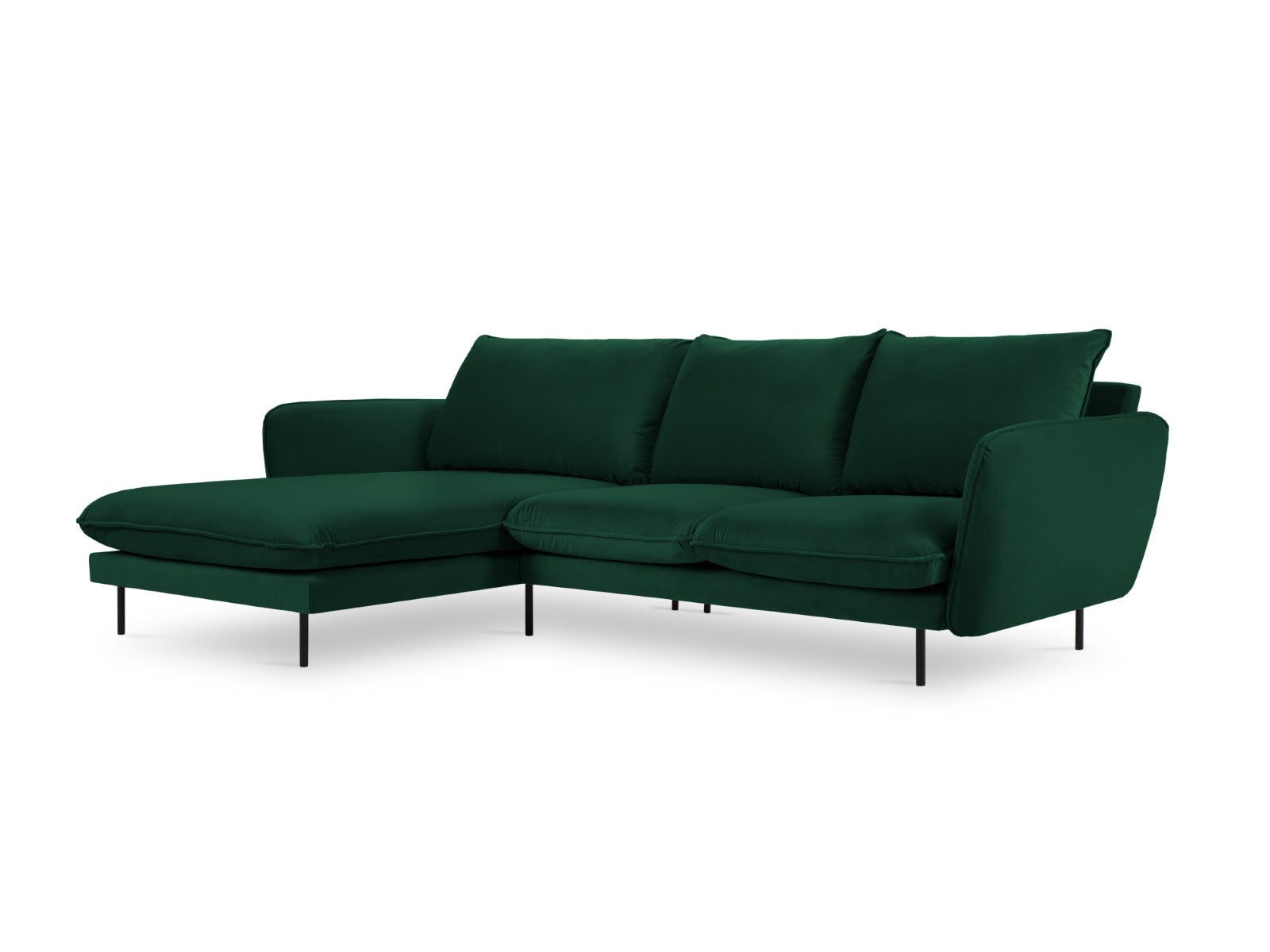 Cosmopolitan Design linker hoekbank Vienna 5-zits, flueel, flessengroe