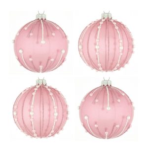 Dagmara kerstbal – zachtroze – glas – set van 4 – met metallic glans e Dagmara kerstbal – zachtroze – glas – set van 4 – met metallic glans e