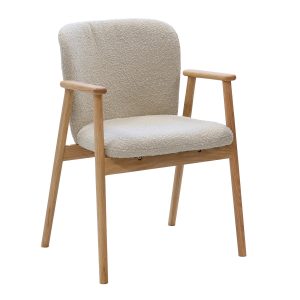 DÉJA Living Eetkamerstoel Lena – Eikenhout/Polyester – Taupe – Set van