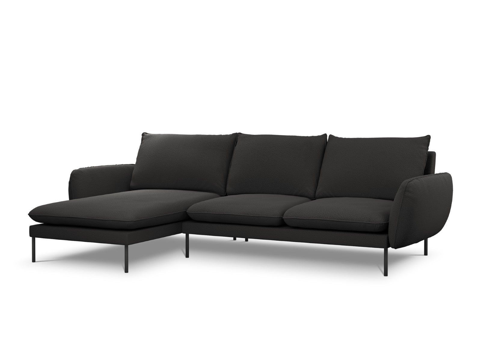 Cosmopolitan Design linker hoekbank Vienna 5-zits, boucle, zwart - 170