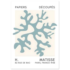 Artfulprints Poster Matisse – Dreamy coral flower turquoise – A4 21×29 Artfulprints Poster Matisse – Dreamy coral flower turquoise – A4 21×29