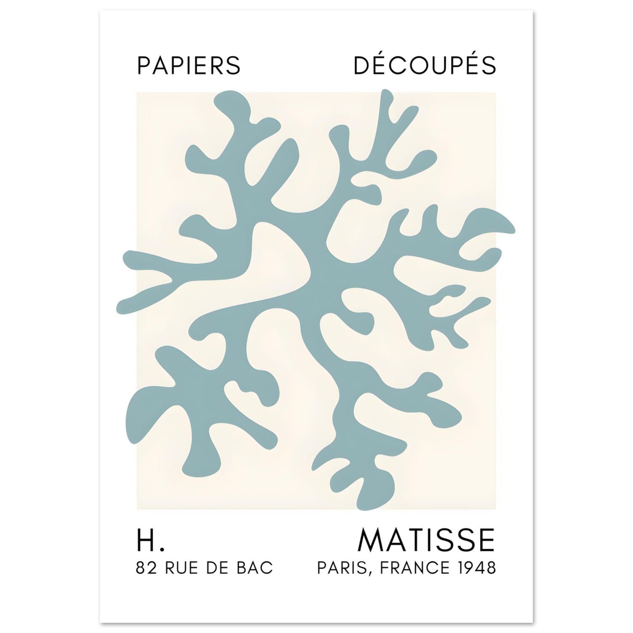 Artfulprints Poster Matisse – Dreamy coral flower turquoise - A4 21x29