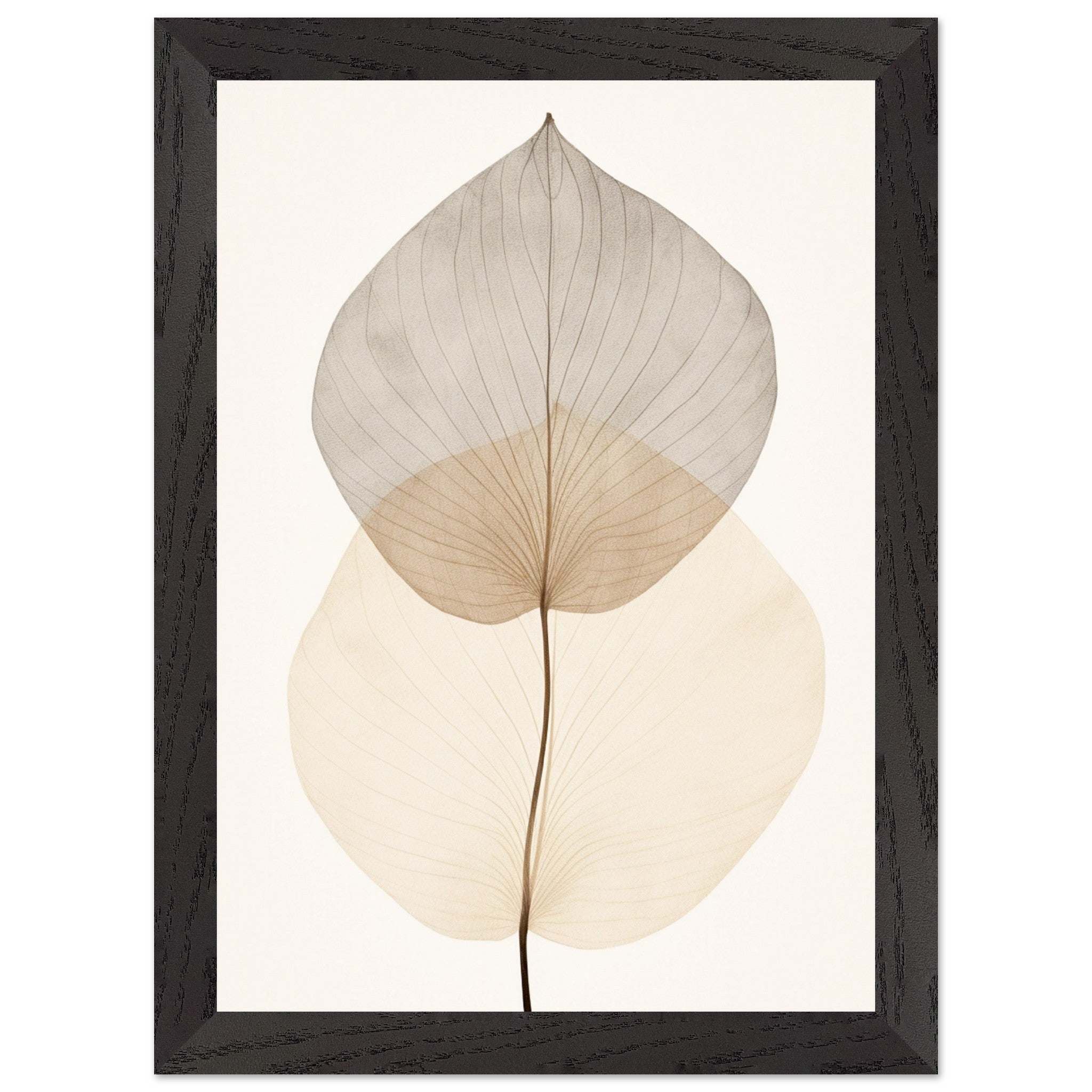 Artfulprints Poster met Lijst Japandi leaf - A4 21x29.7 cm - Taupe