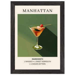 Artfulprints Poster met Lijst Manhattan cocktail – Ingrediënten – A4 2 Artfulprints Poster met Lijst Manhattan cocktail – Ingrediënten – A4 2