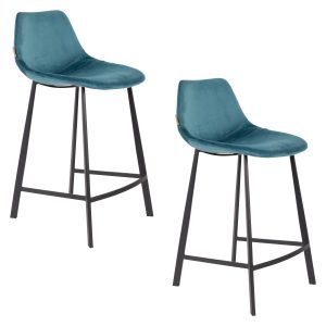 Dutchbone Franky Barkrukken rugleuning 65 cm Blauw – Set van 2 Dutchbone Franky Barkrukken rugleuning 65 cm Blauw – Set van 2