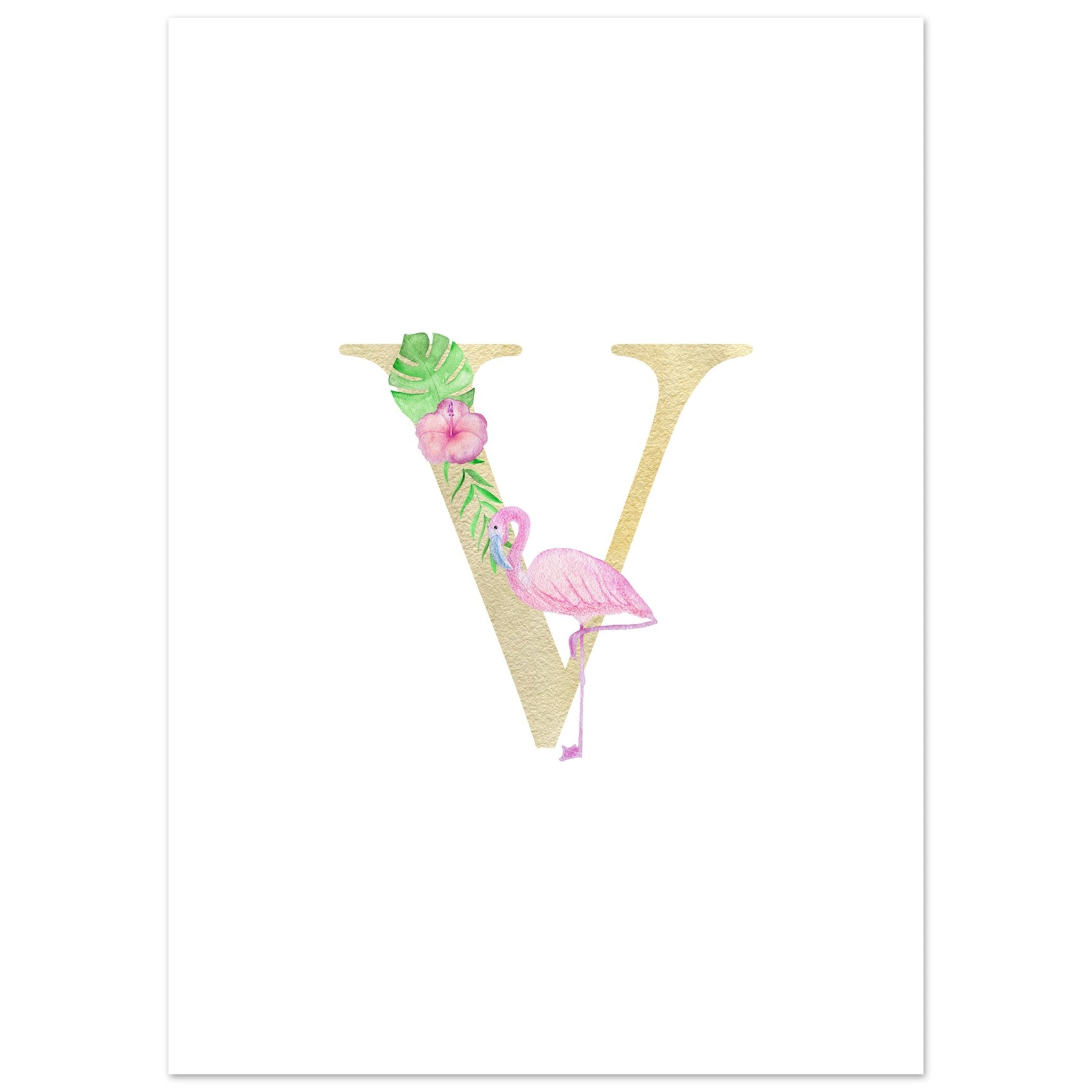 Artfulprints Poster Letter V kindernaam - 50x70 cm - Meerkleurig