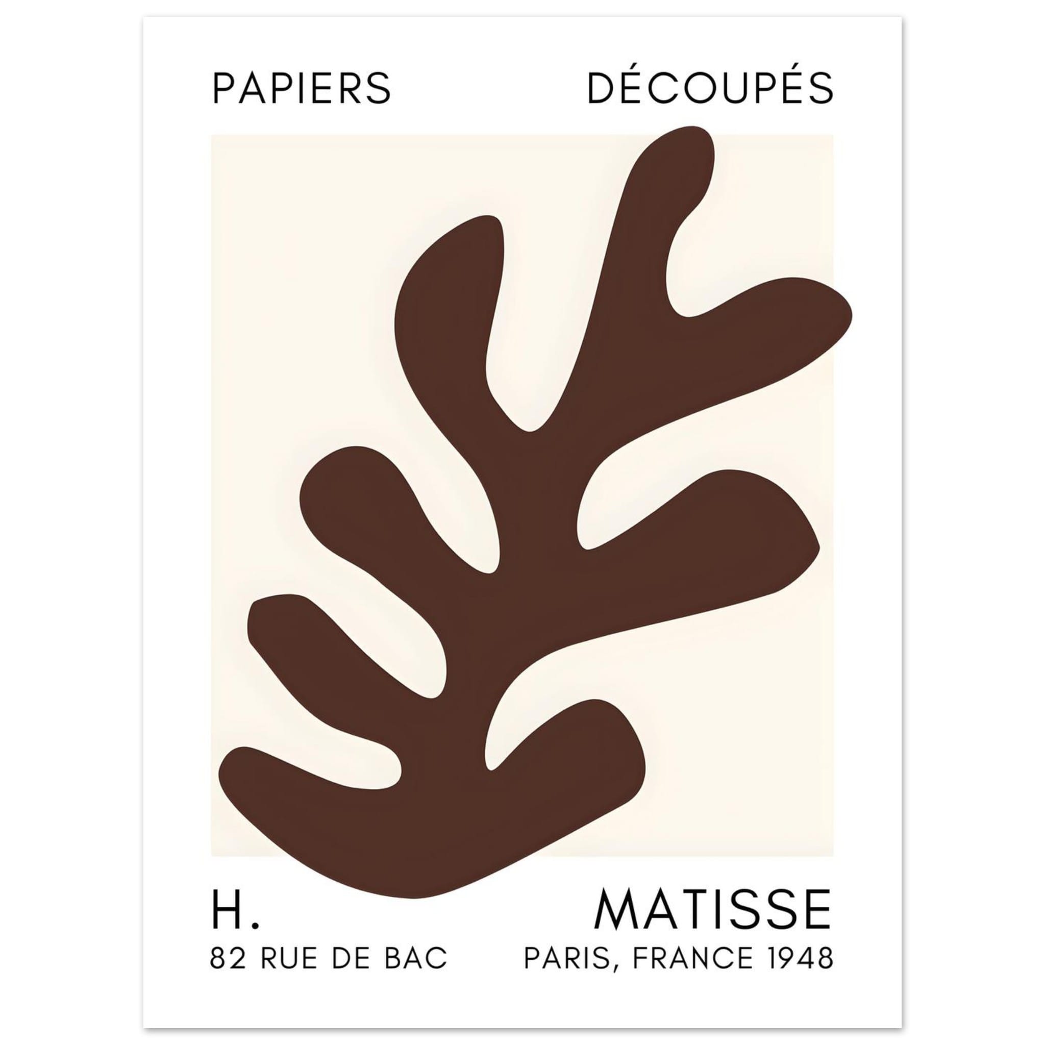 Artfulprints Poster Matisse – Ocean petals brown - 30x40 cm - Bruin