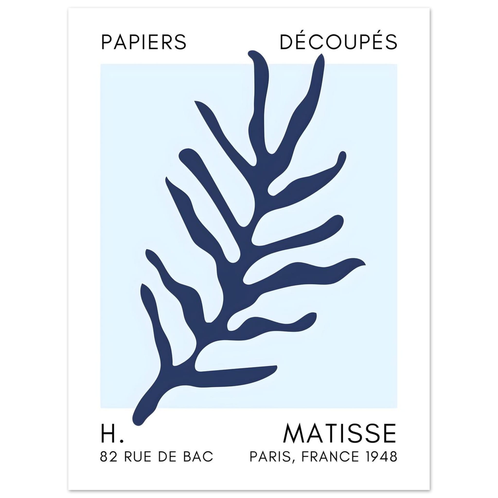 Artfulprints Poster Matisse – Ocean flora navy blue I - 30x40 cm - Bla