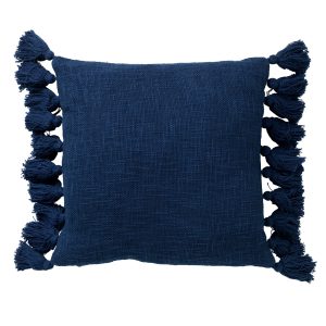 RUBY – Kussenhoes 45×45 cm – 100% katoen – met flosjes – Insignia Blue