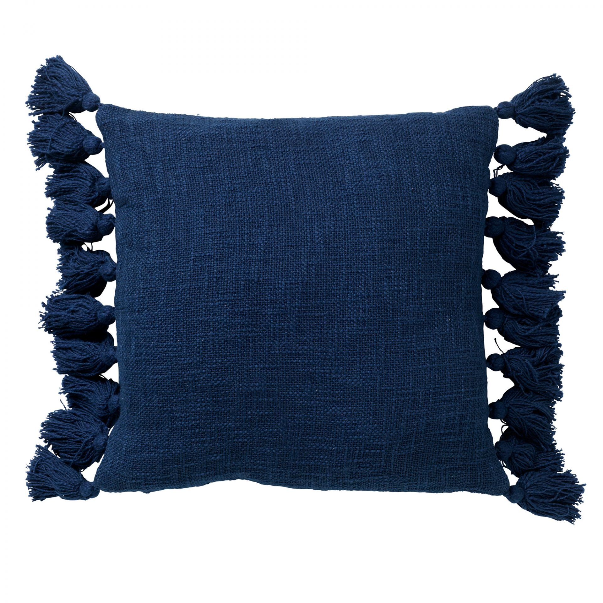 RUBY - Kussenhoes 45x45 cm - 100% katoen - met flosjes - Insignia Blue