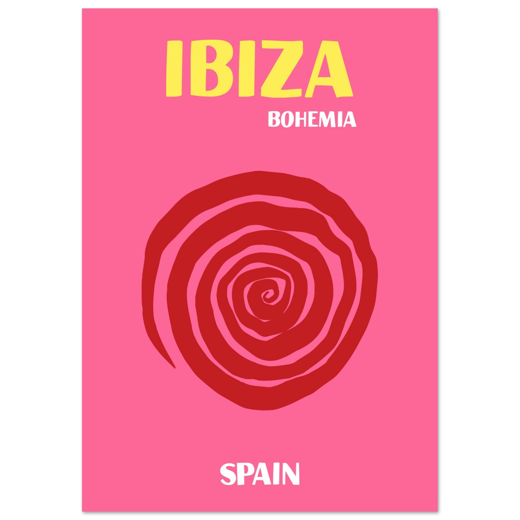 Artfulprints Poster Spanje - Ibiza - A4 21x29.7 cm - Roze
