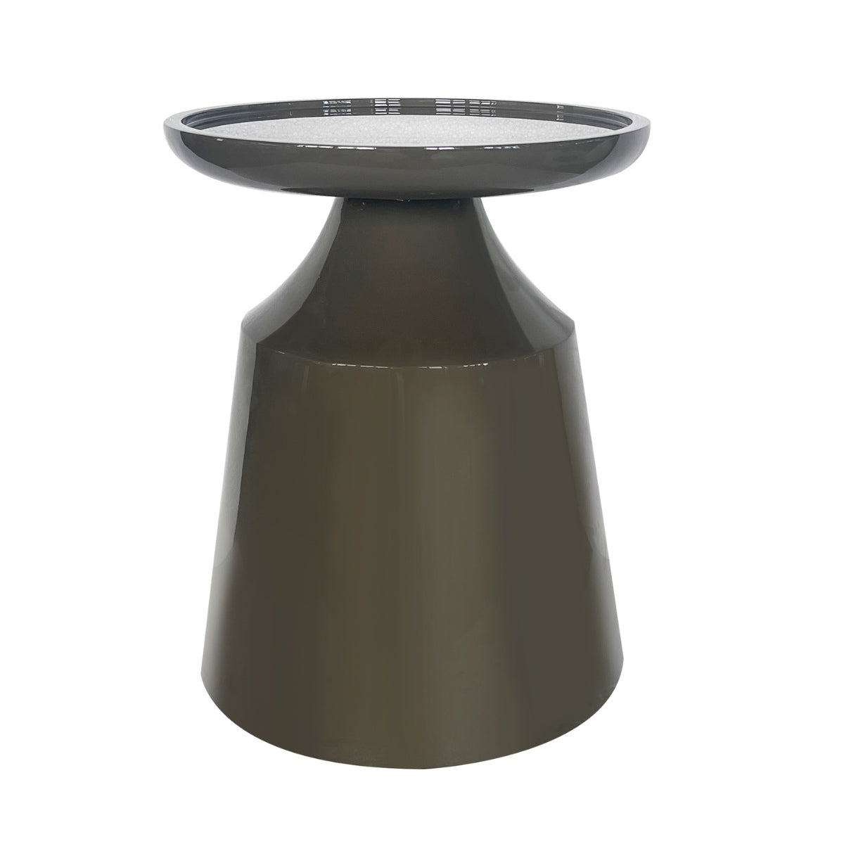 DÉJA Living Bijzettafel Fjell - Rond Kaki Groen Glossy MDF - 40x40x50c