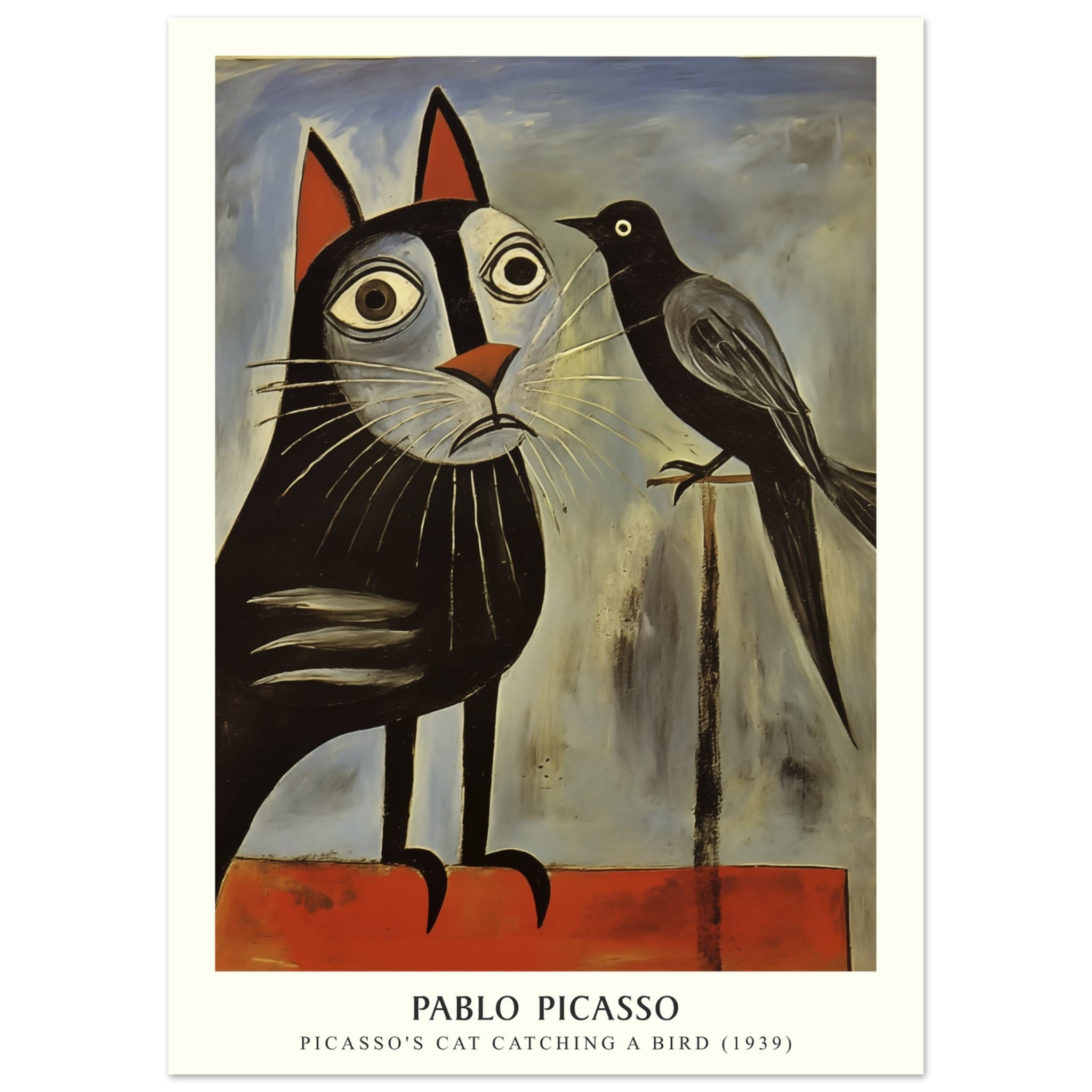 Artfulprints Poster Pablo Picasso - Picasso's cat catching a bird - 50