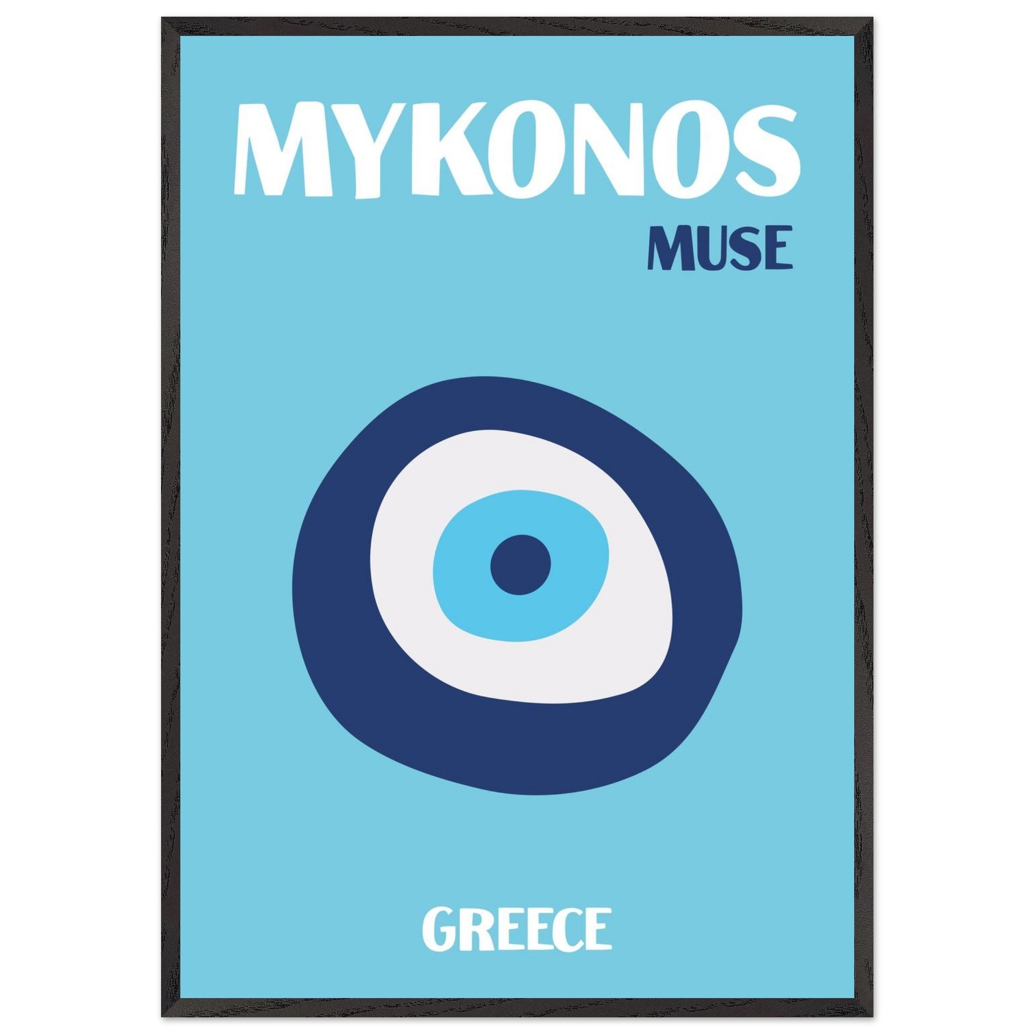 Artfulprints Poster met Lijst Griekenland - Mykonos - 70x100 cm - Blau