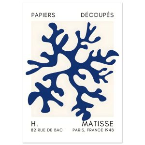 Artfulprints Poster Matisse – Dreamy coral flower navy blue II – A4 21 Artfulprints Poster Matisse – Dreamy coral flower navy blue II – A4 21