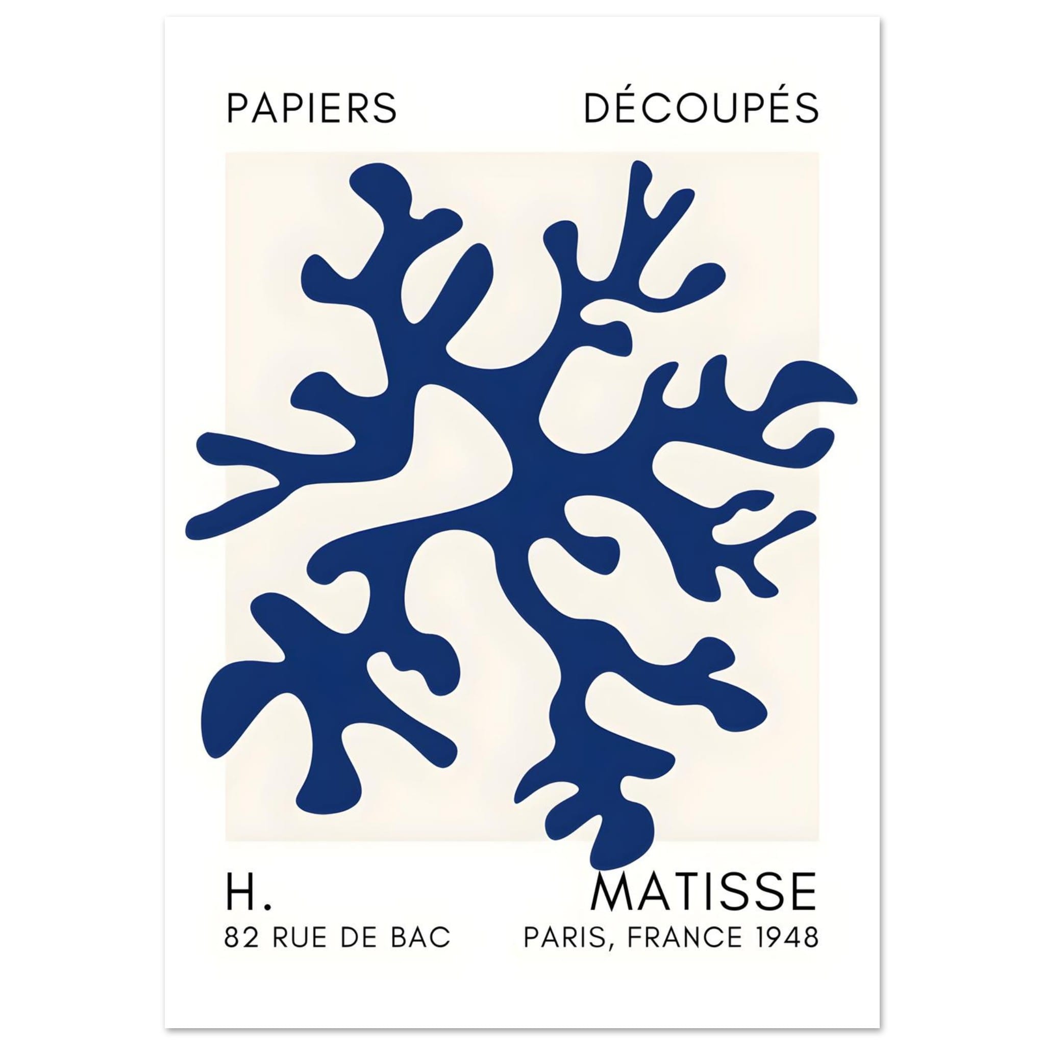 Artfulprints Poster Matisse – Dreamy coral flower navy blue II - A4 21