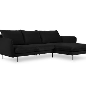 Cosmopolitan Design rechter hoekbank Vienna 5-zits, flueel, zwart – 17 Cosmopolitan Design rechter hoekbank Vienna 5-zits, flueel, zwart – 17
