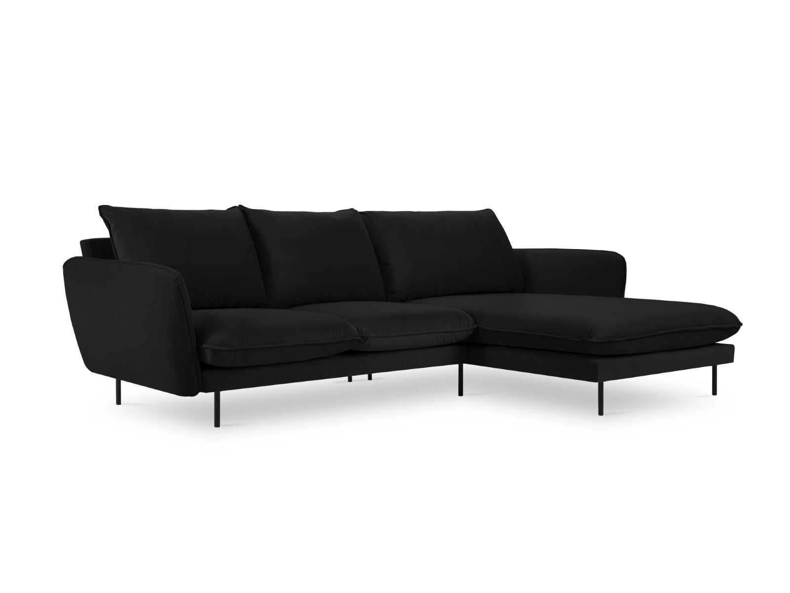 Cosmopolitan Design rechter hoekbank Vienna 5-zits, flueel, zwart - 17