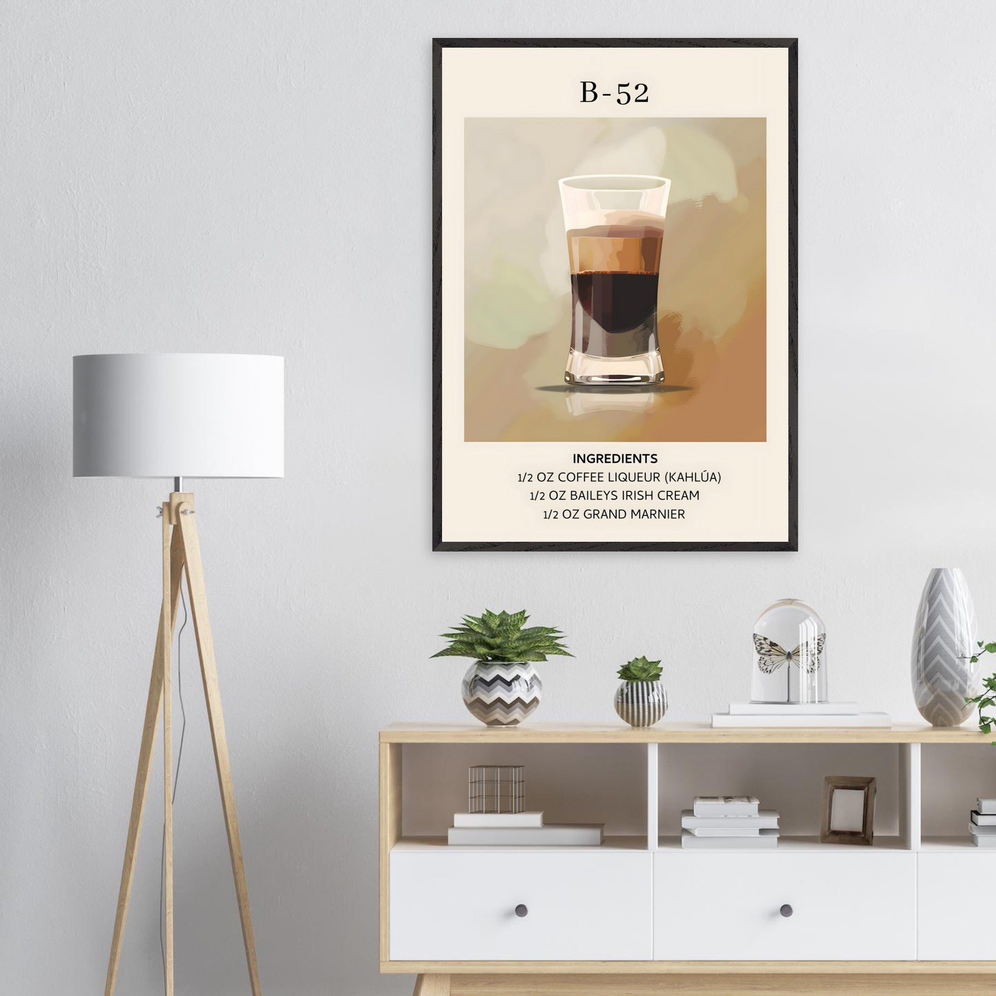 Artfulprints Poster B-52 cocktail - Ingrediënten - 70x100 cm - Bruin