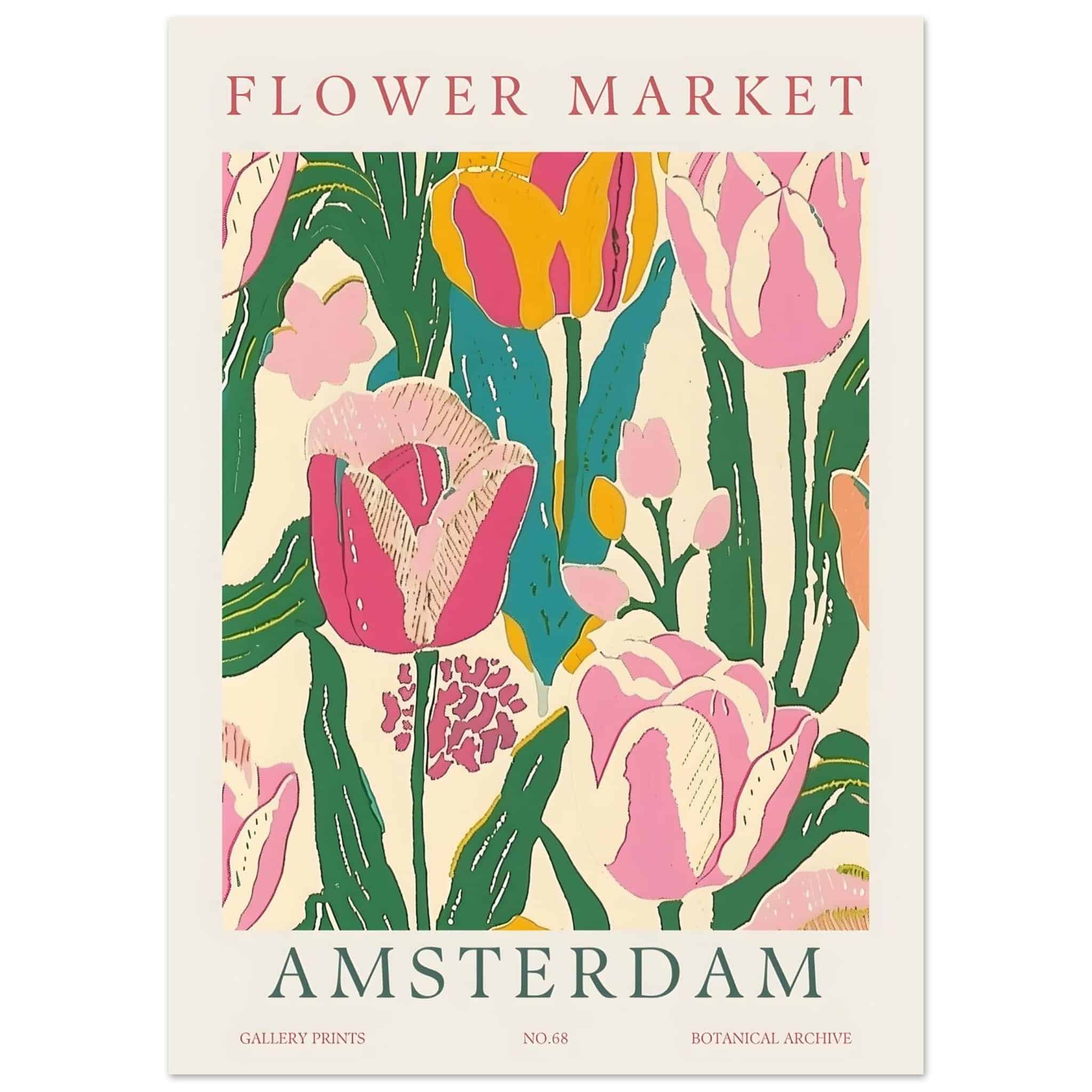 Artfulprints Poster Flower market - Amsterdam II - 50x70 cm - Meerkleu