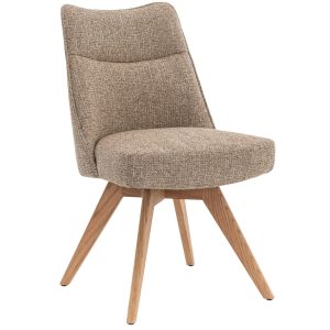 DÉJA Living Eetkamerstoel Meau – Taupe/Naturel – Draaibaar – Set van 2