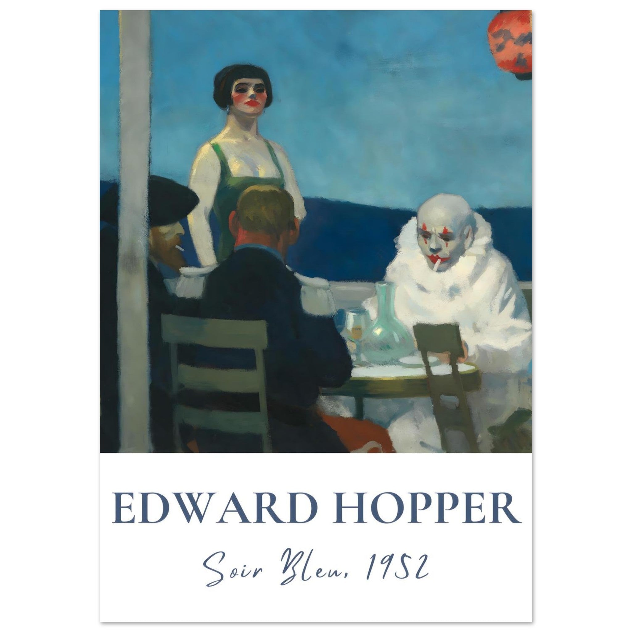 Artfulprints Poster Edward Hopper - Soir bleu - A4 21x29.7 cm - Blauw