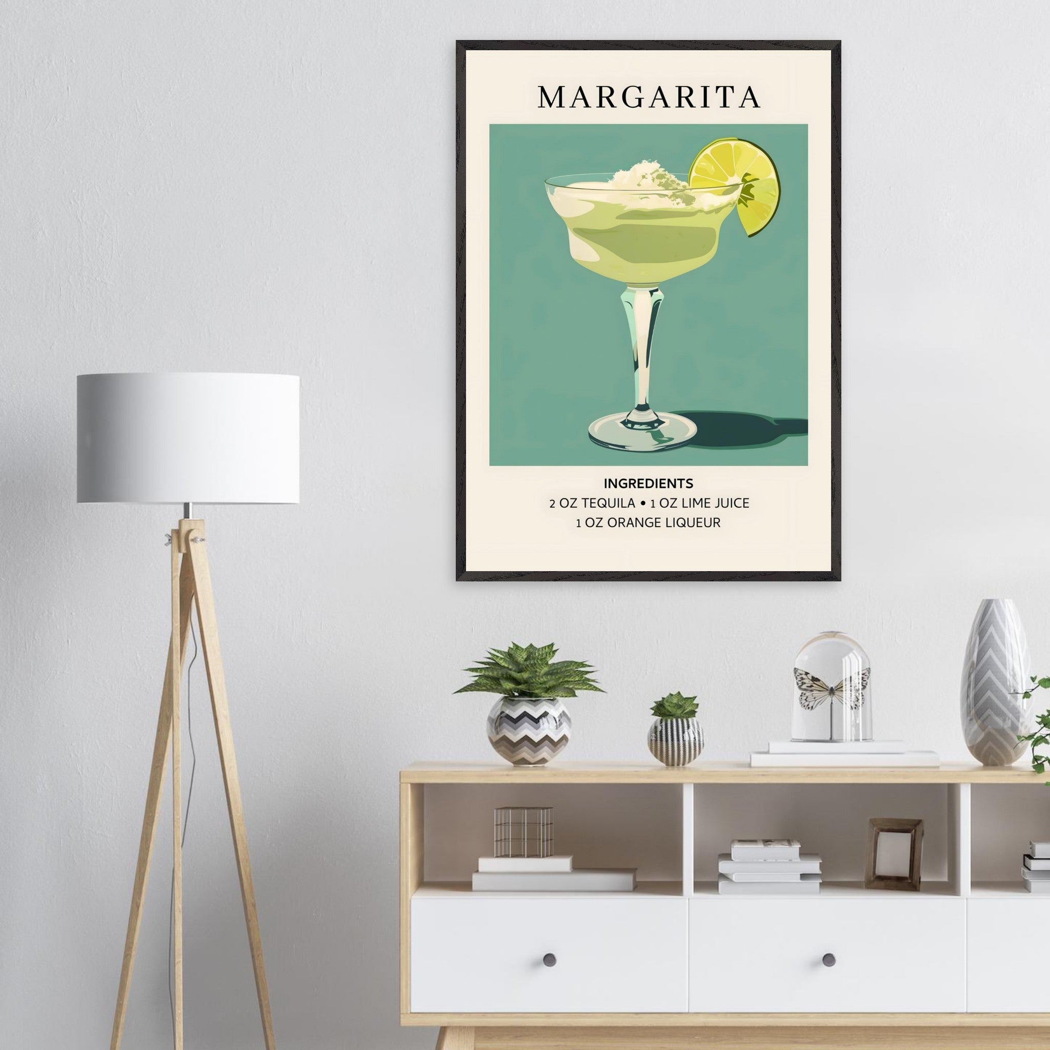 Artfulprints Poster Margarita cocktail - Ingrediënten - 70x100 cm - Gr