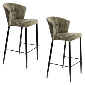 Dutchbone Georgia Barkrukken rugleuning 73 cm Groen – Set van 2 Dutchbone Georgia Barkrukken rugleuning 73 cm Groen – Set van 2