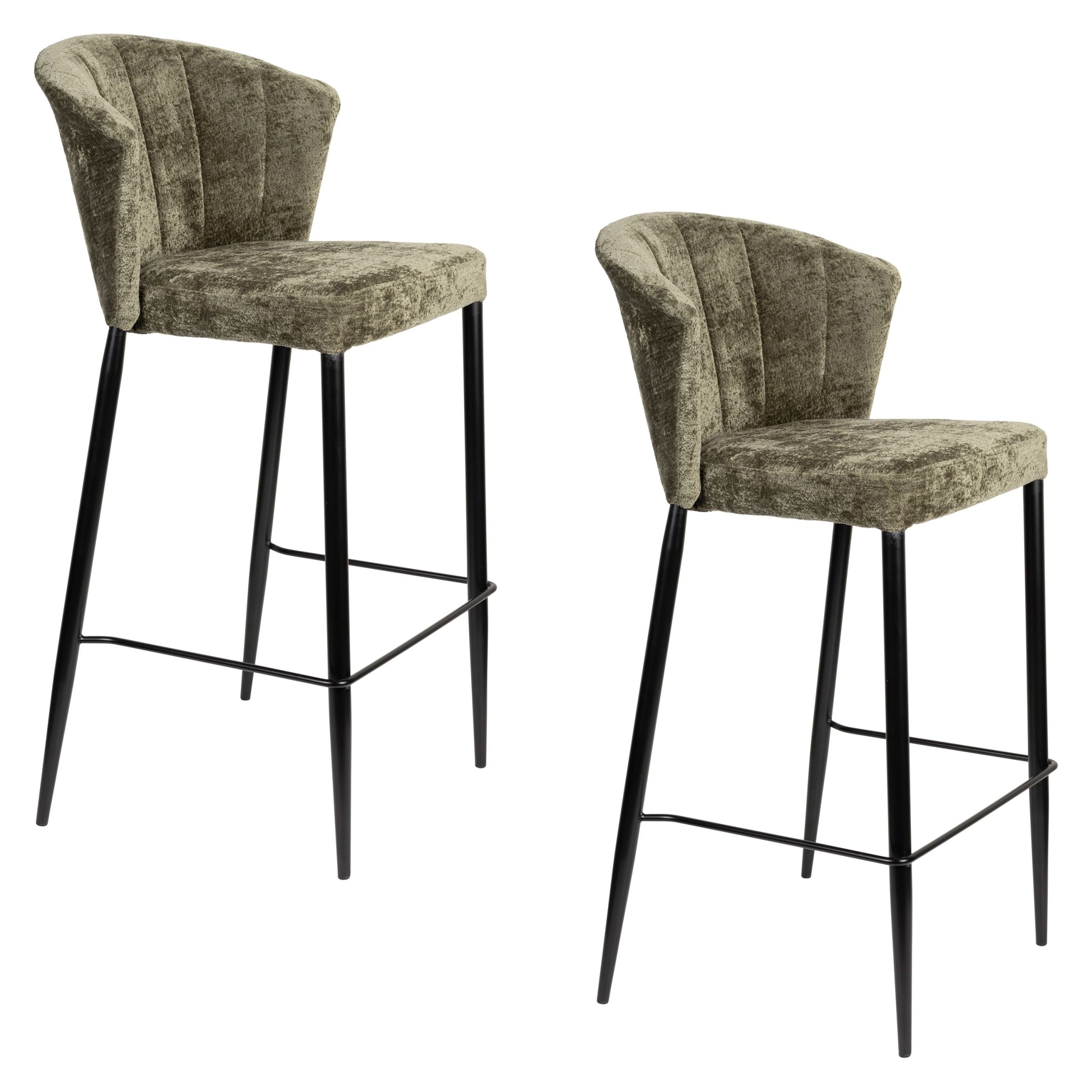 Dutchbone Georgia Barkrukken rugleuning 73 cm Groen - Set van 2
