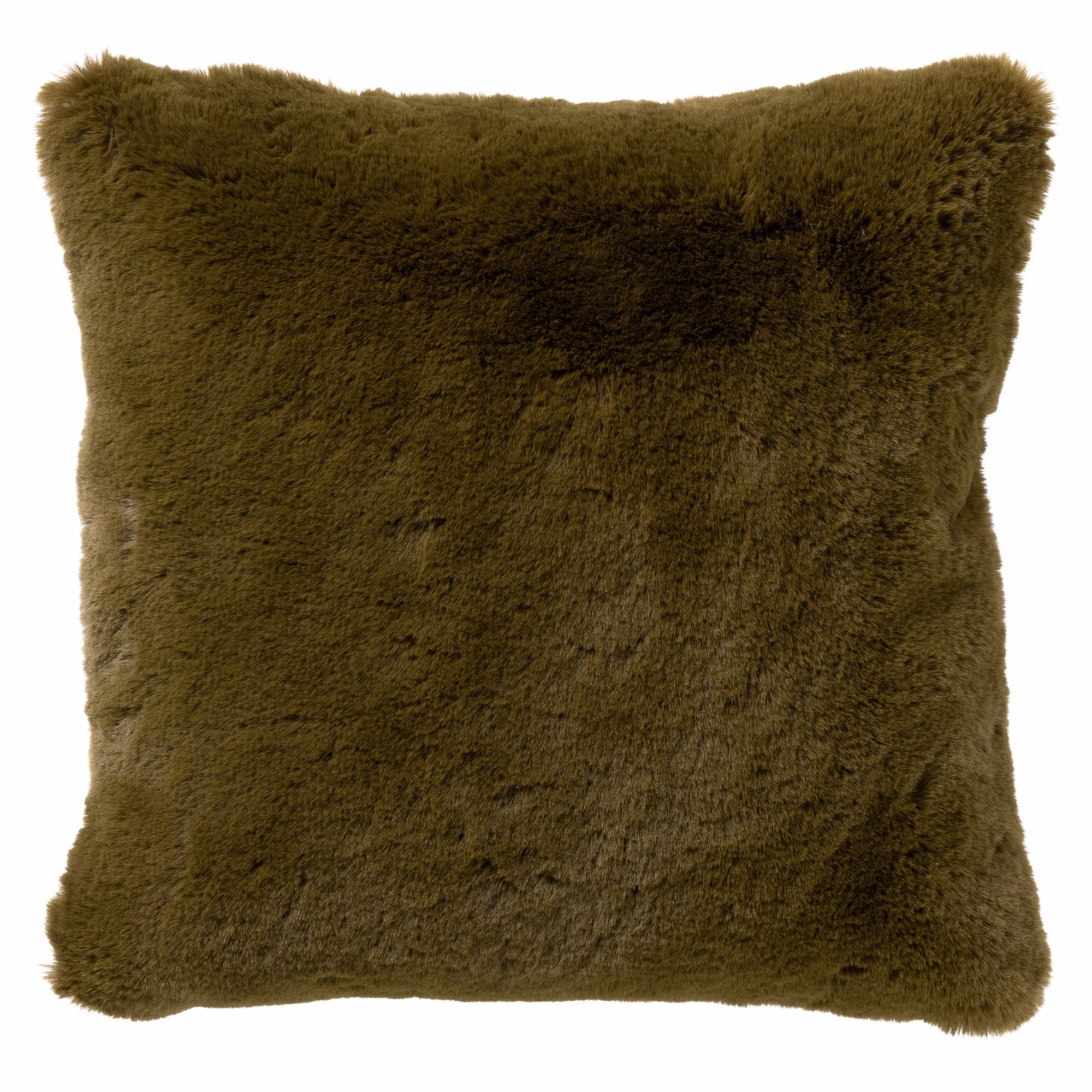 ZAYA - Sierkussen 45x45 cm - bontlook - effen kleur - Military Olive -