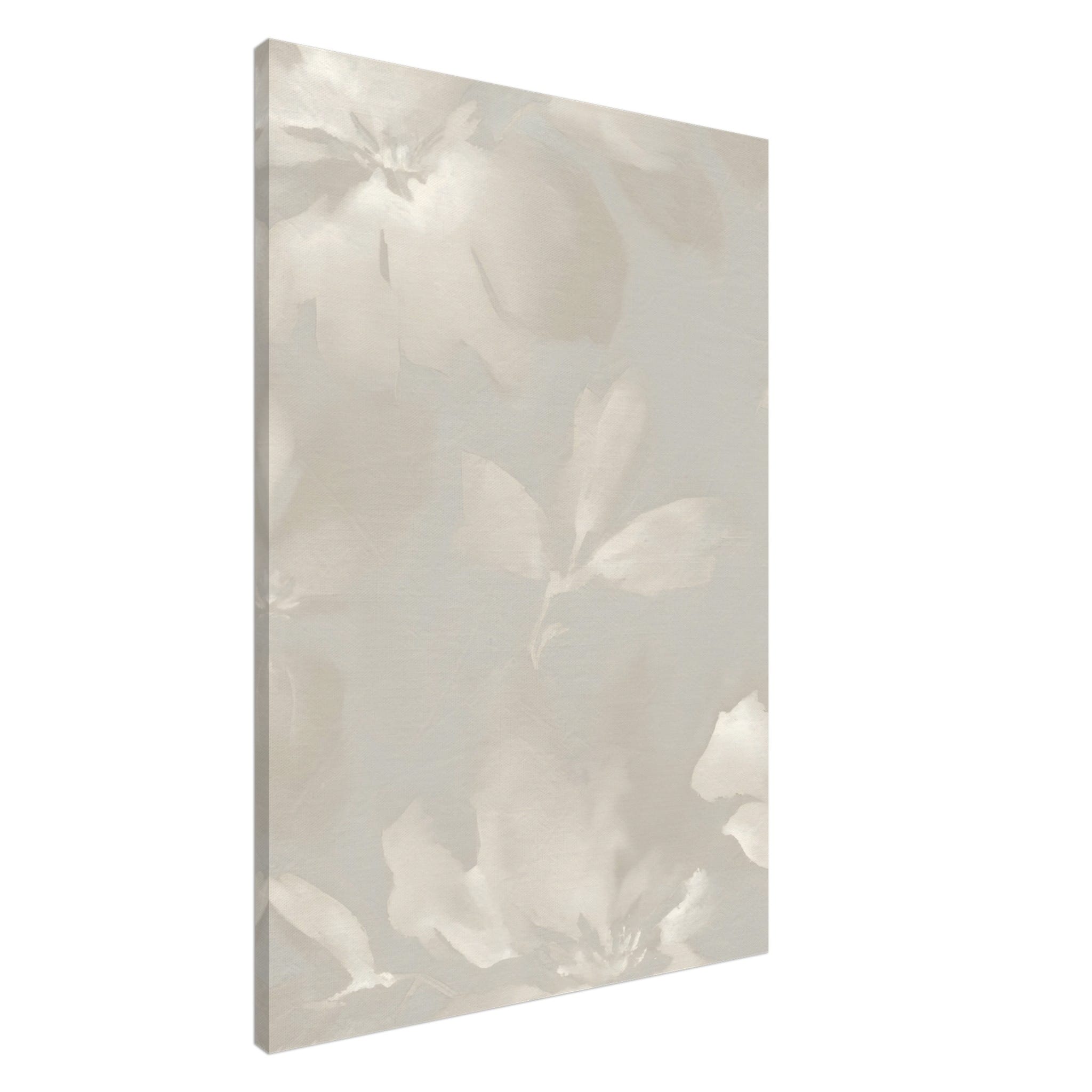 Artfulprints Canvas Soft grey blossoms canvas - 75x100 cm - Grijs